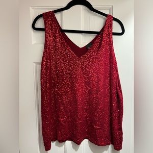Eileen Fisher Holiday Ready! Red sequin party top!